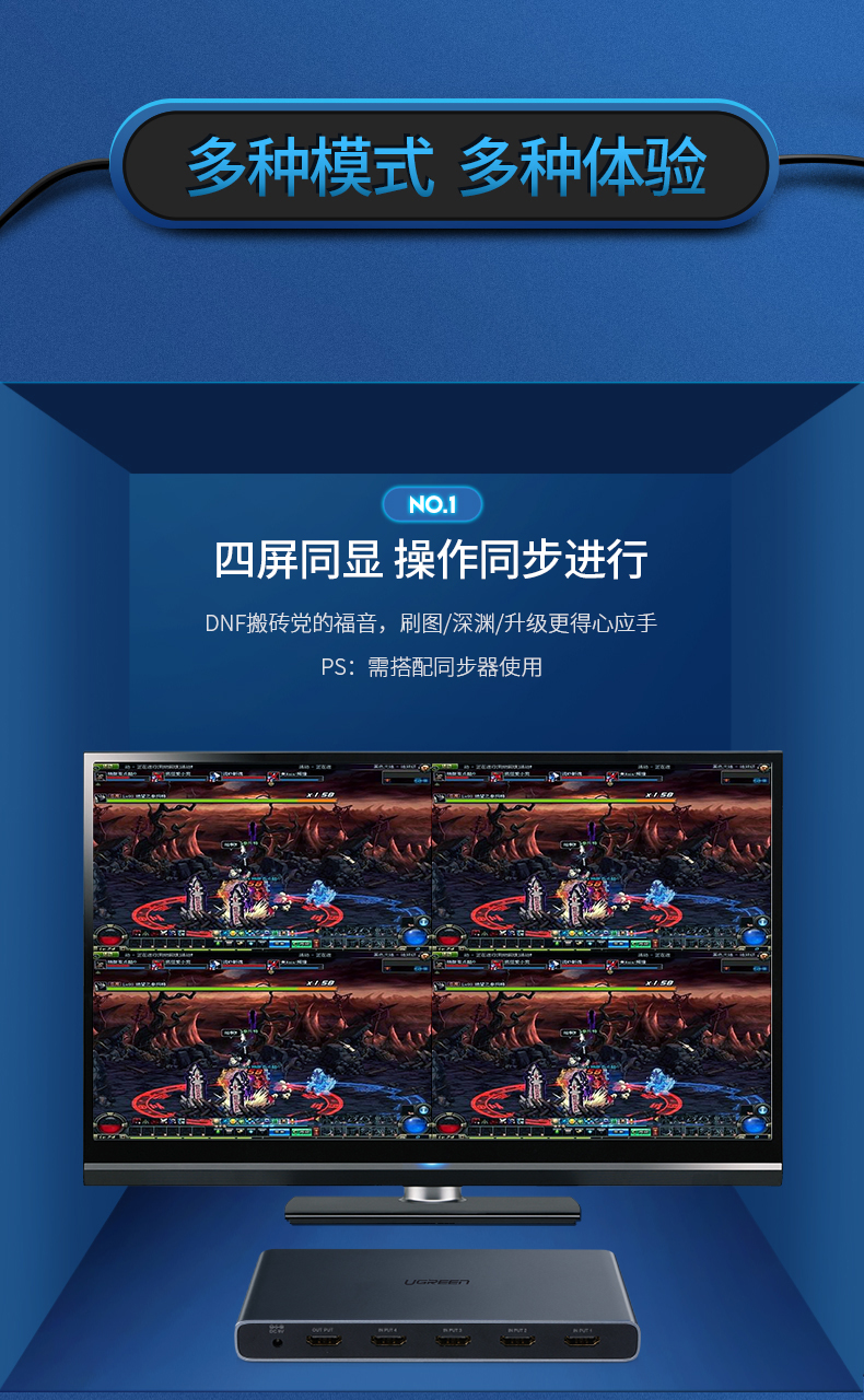 hth登录官网
-品质新体验,数码选绿联 绿联四进一出HDMI分屏器,地下城疾风之刃工作室代练屏幕切换器