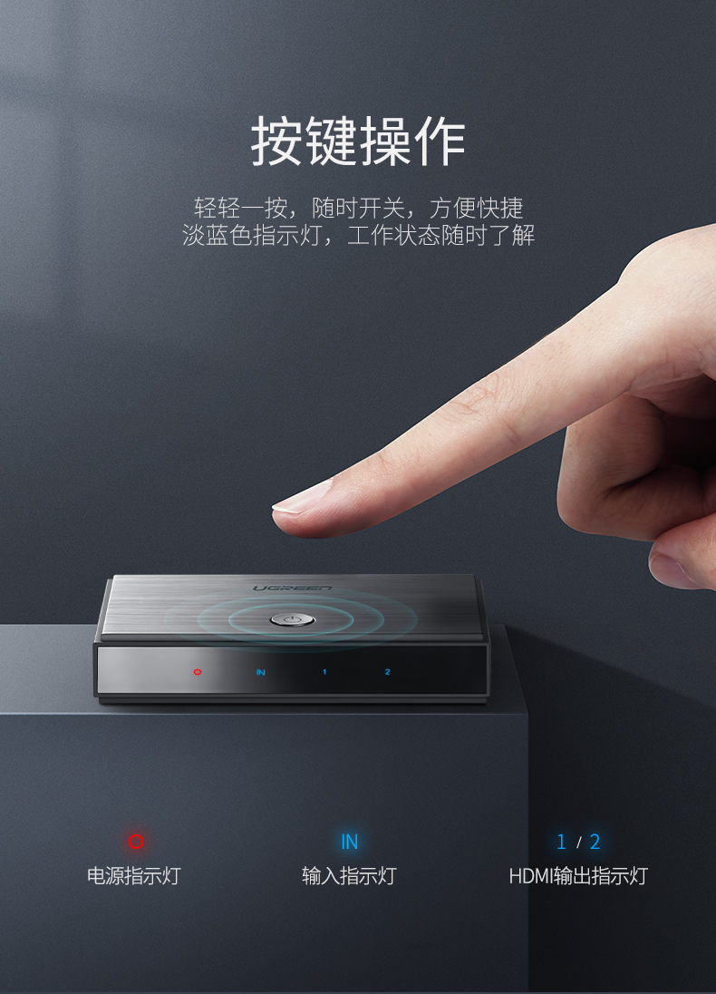 绿联HDMI一进二出分配器