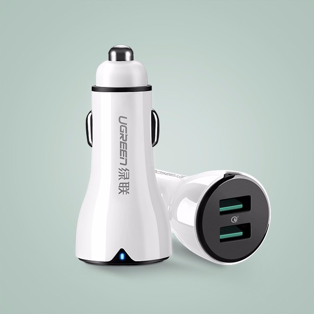 绿联QC3.0车载充电器，通用双USB车充