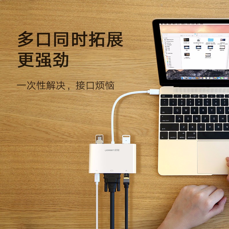 绿联Type-C转HUB/HDMI/VGA投影仪网卡转换器