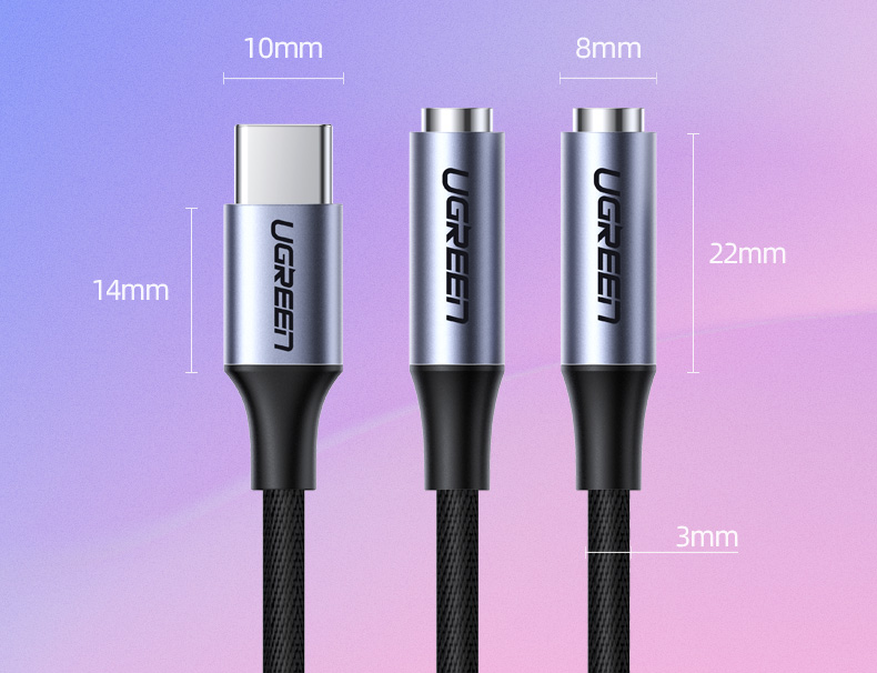 绿联Type-C耳机转接头，Type-C转双3.5mm