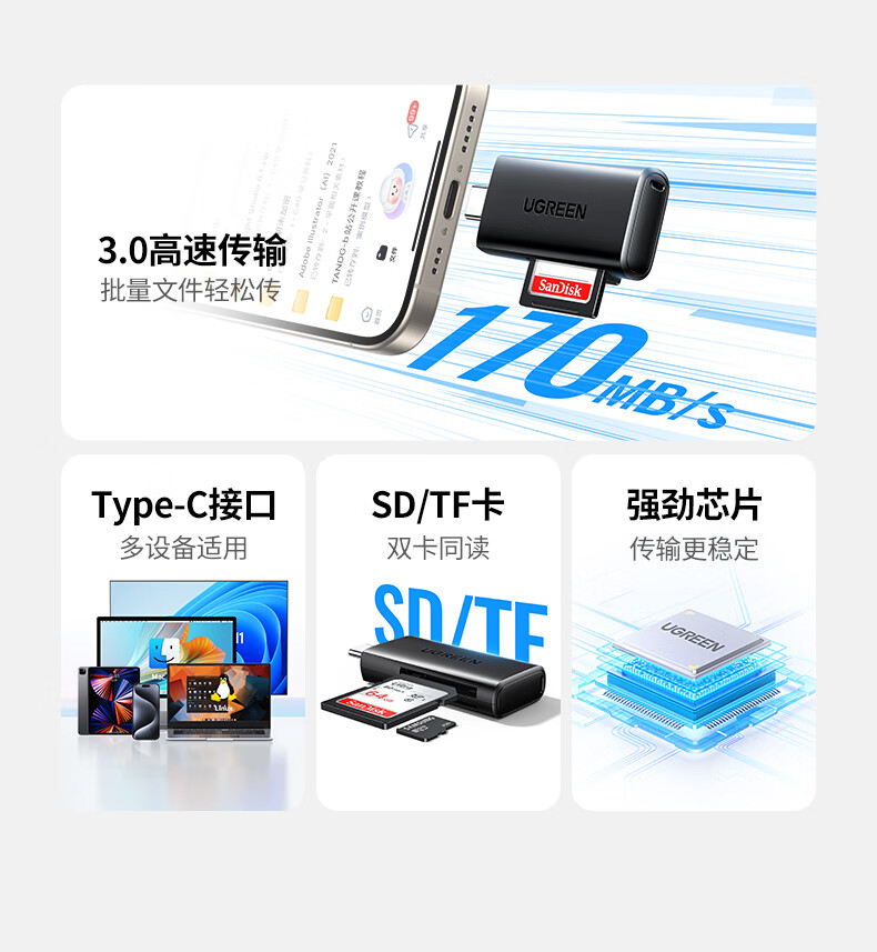 USB3.0标准，传输速率高达5Gbps