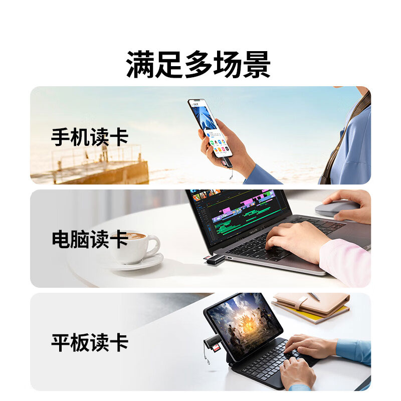 绿联Type-C高速读卡器 SD/TF双卡槽 USB3.0适用多设备