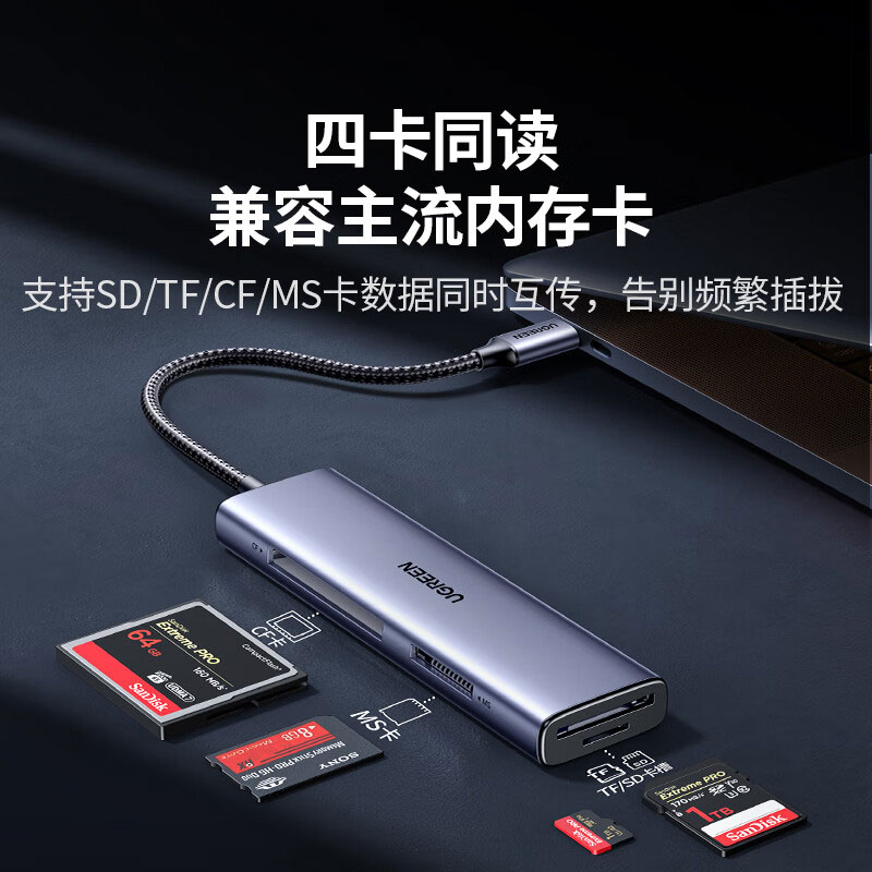 绿联USB-C 四合一读卡器