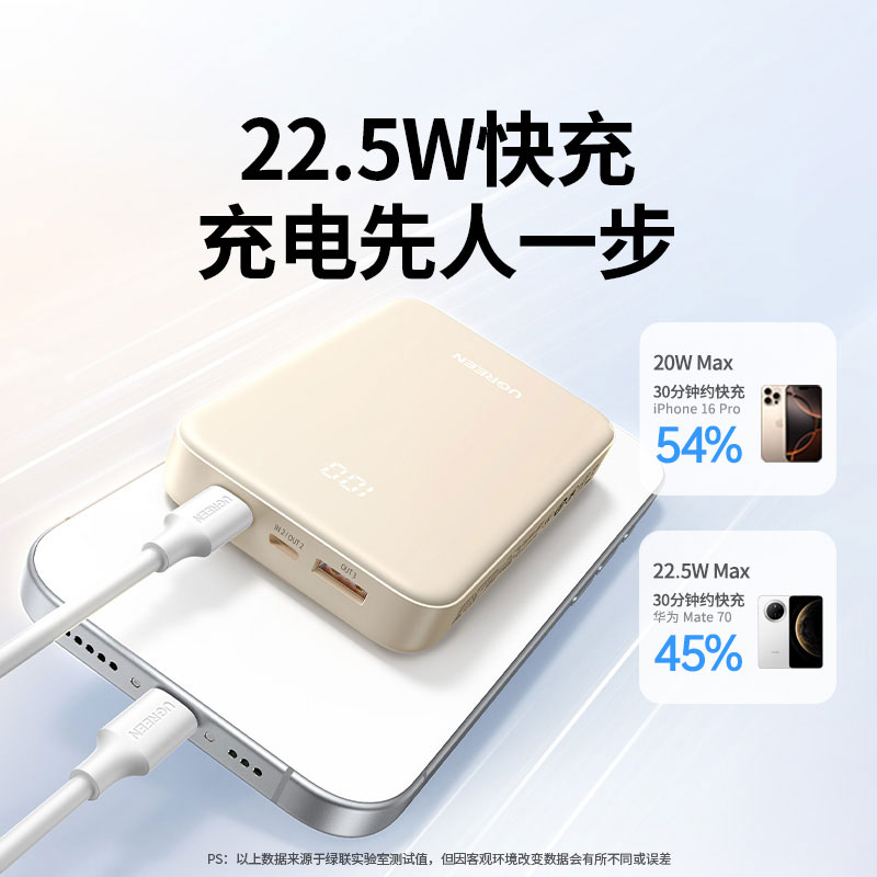 绿联充电宝20000毫安22.5W双向快充移动电源