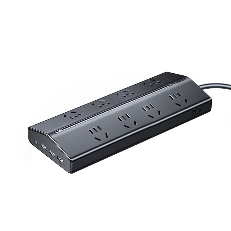 绿联T8氮化镓20W快充梯形排插 桌面充电站