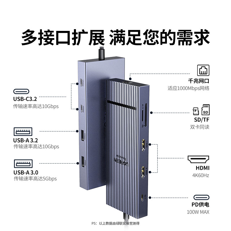 绿联Type-C十合一多功能扩展坞