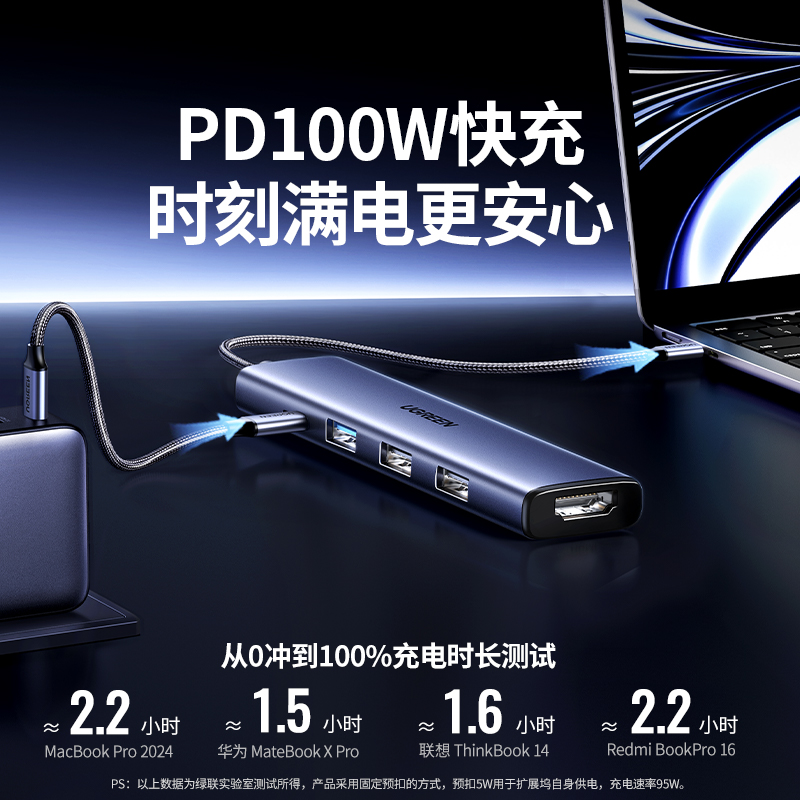 绿联Type-C五合一多功能扩展坞 4K30Hz